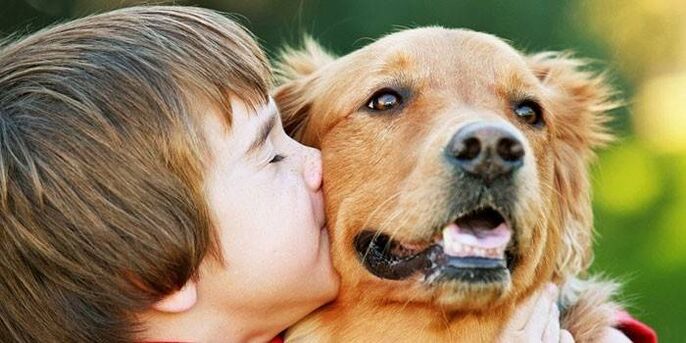 un garçon embrasse un chien et est infecté par des parasites